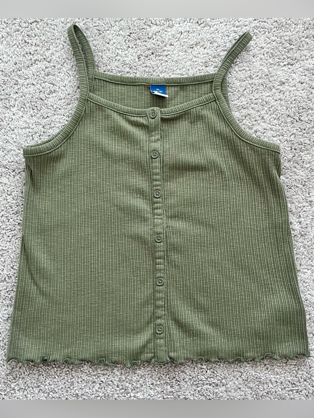 Old Navy Olive Green Ribbed Button-Front Tank Top